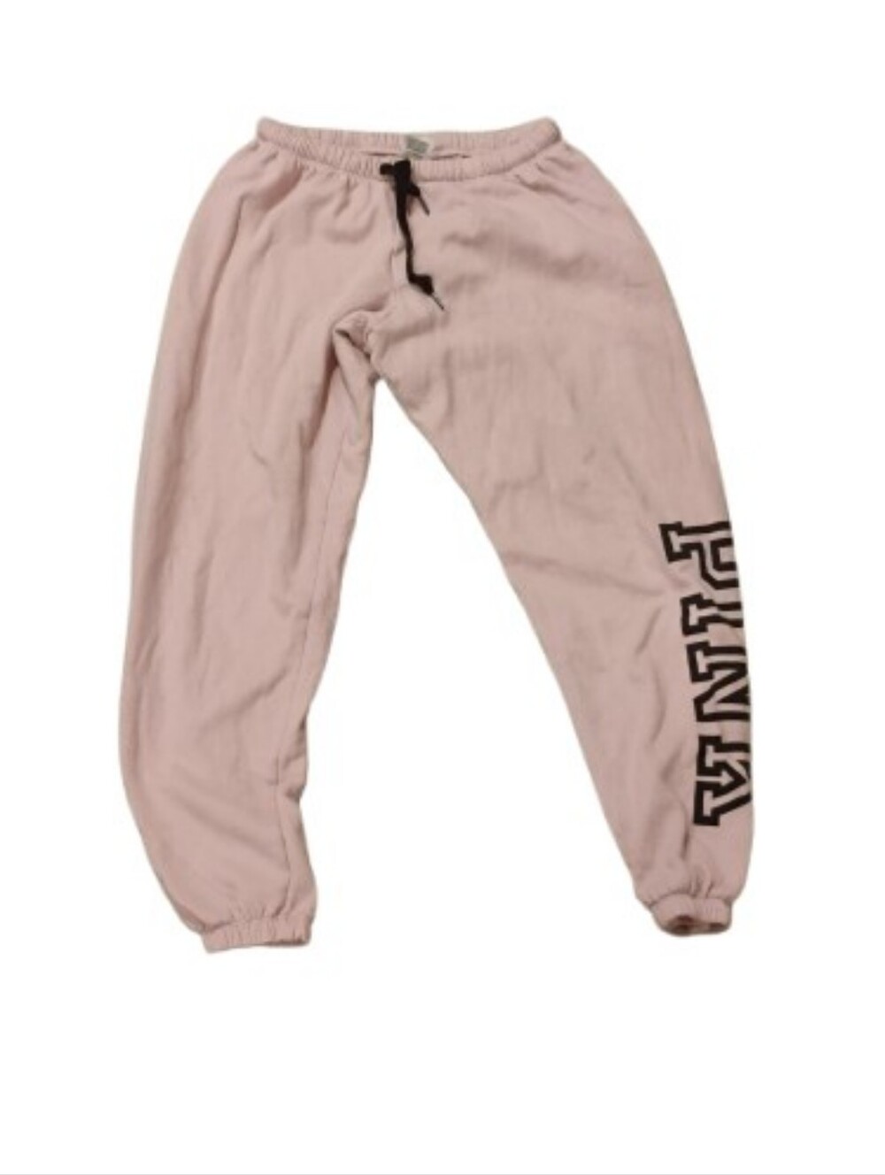 Victoria's Secret Pink Logo Cozy Pink Black Drawstring Sweatpants Sz S